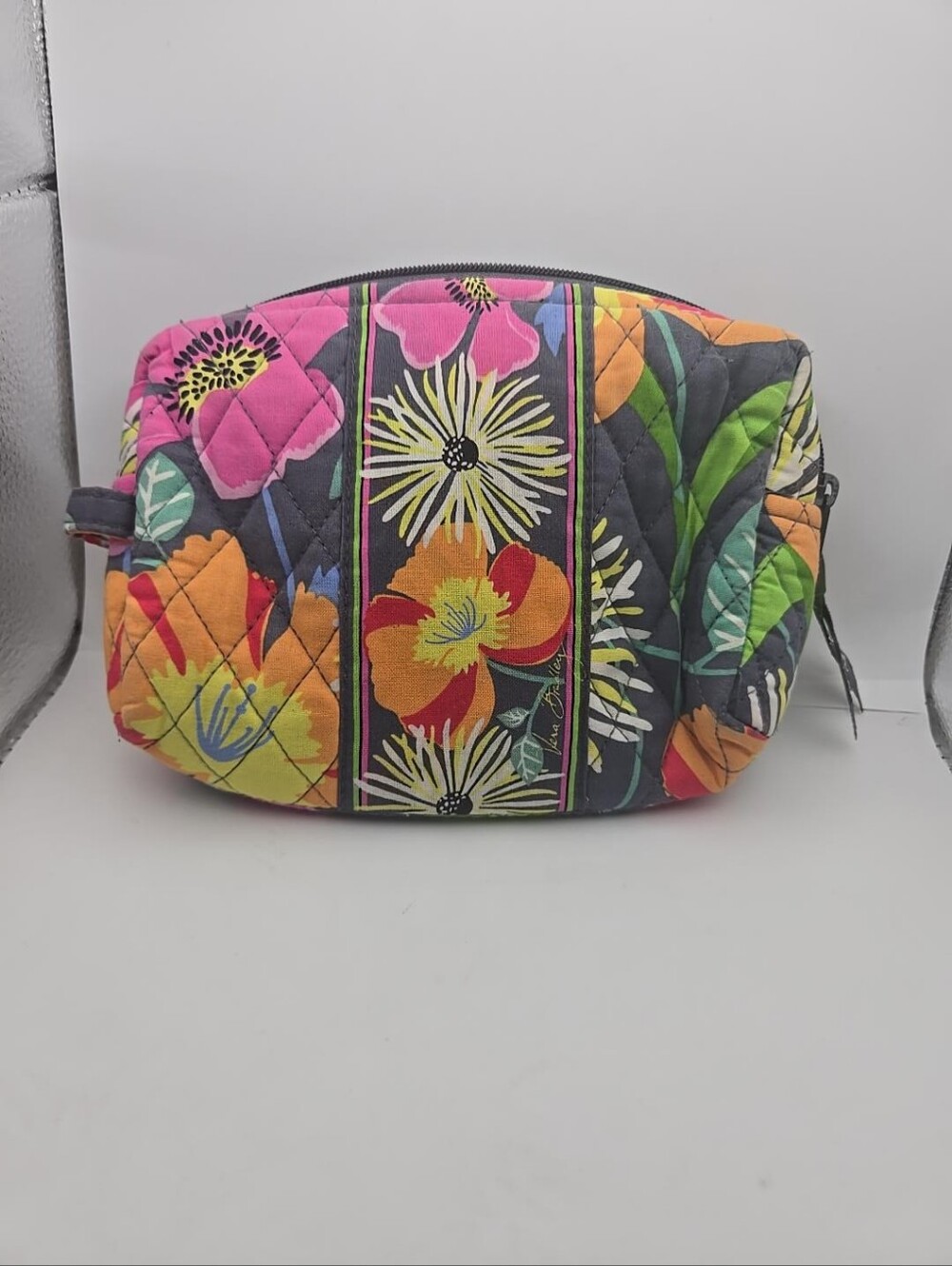 Vera Bradley Floral Quilted Cosmetic Makeup Bag Zipper Pouch
